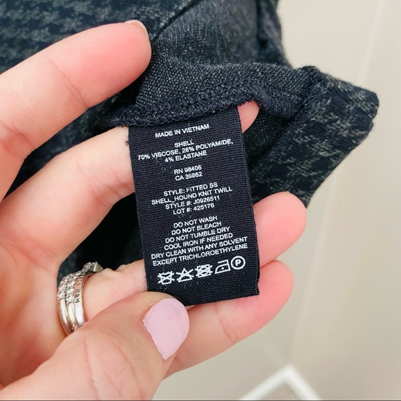 Theory Multi Houndstooth Fitted Half Sleeve Top Black Sz P - Picture 6 of 11